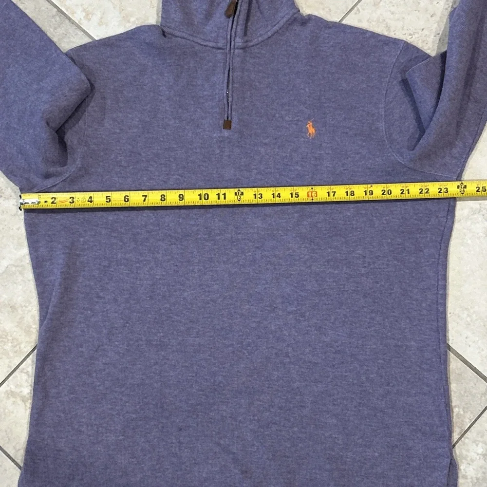 Polo Ralph Lauren 1/4 Zip Sweater Men Large Lavender Cotton Ribbed Pullover Pony